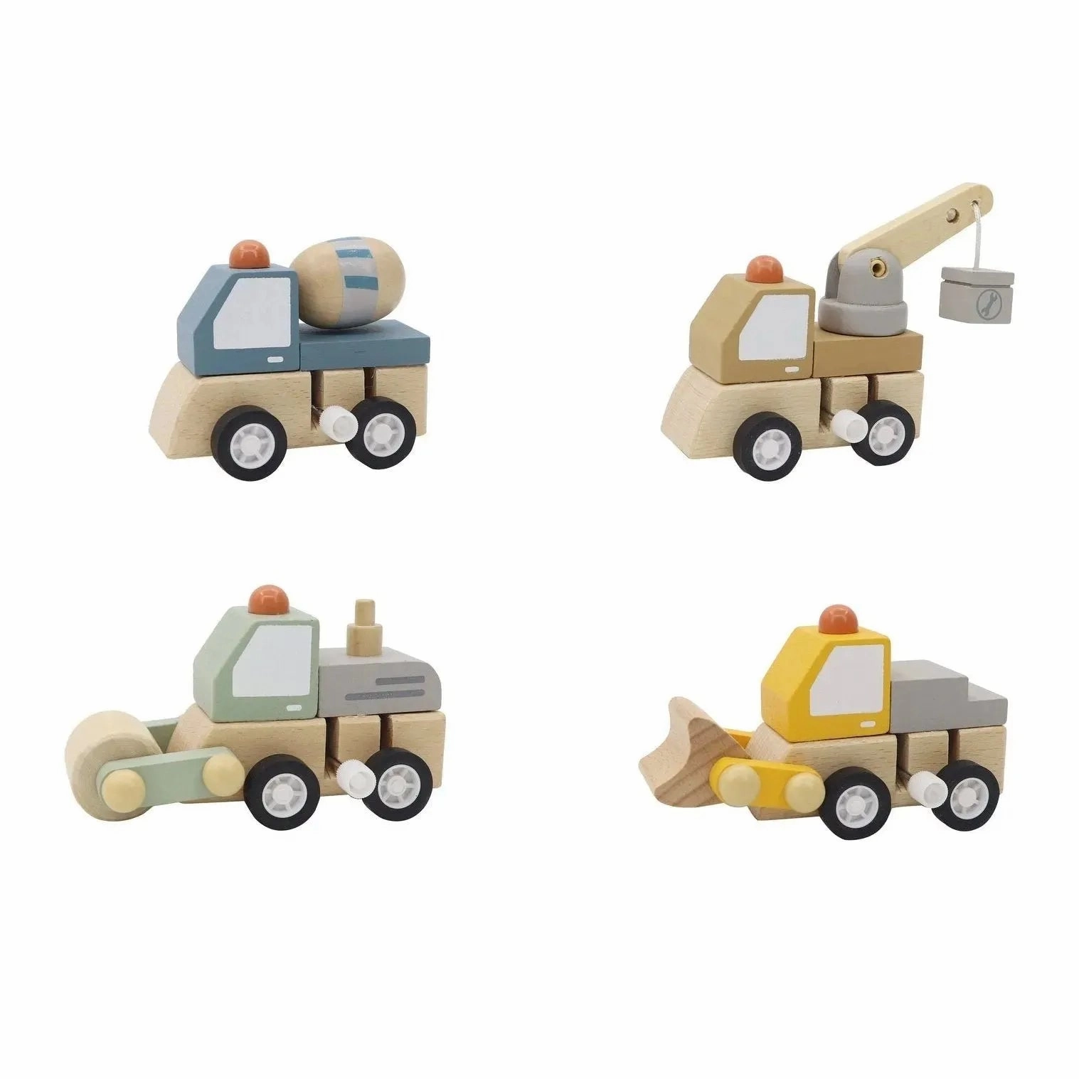 Kaper Kidz Toys Wooden Wind Up Construction Trucks (Assorted)