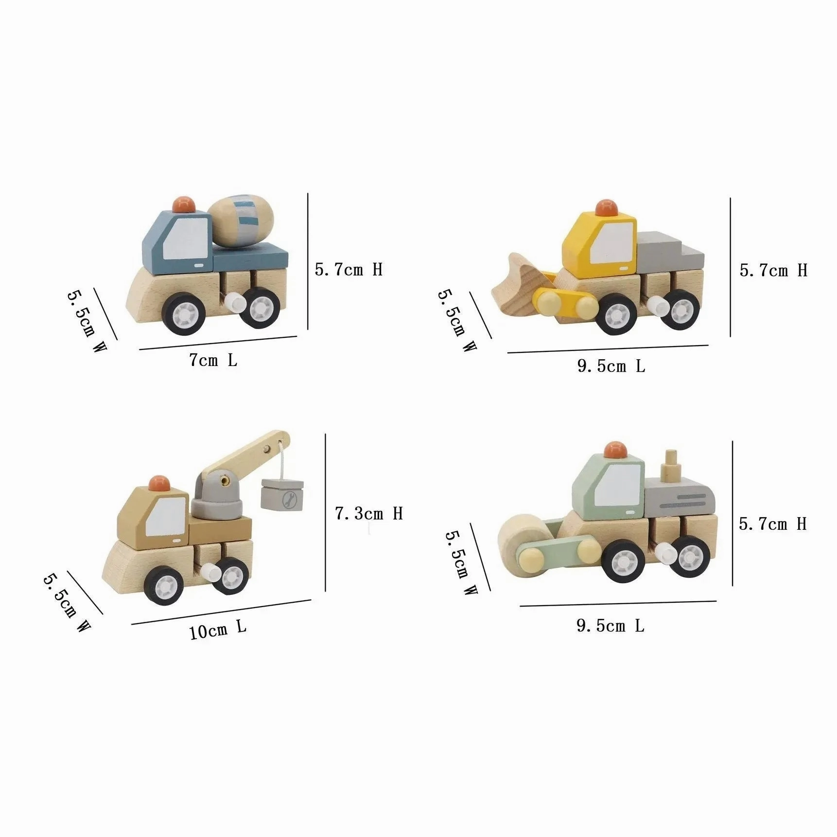 Kaper Kidz Toys Wooden Wind Up Construction Trucks (Assorted)