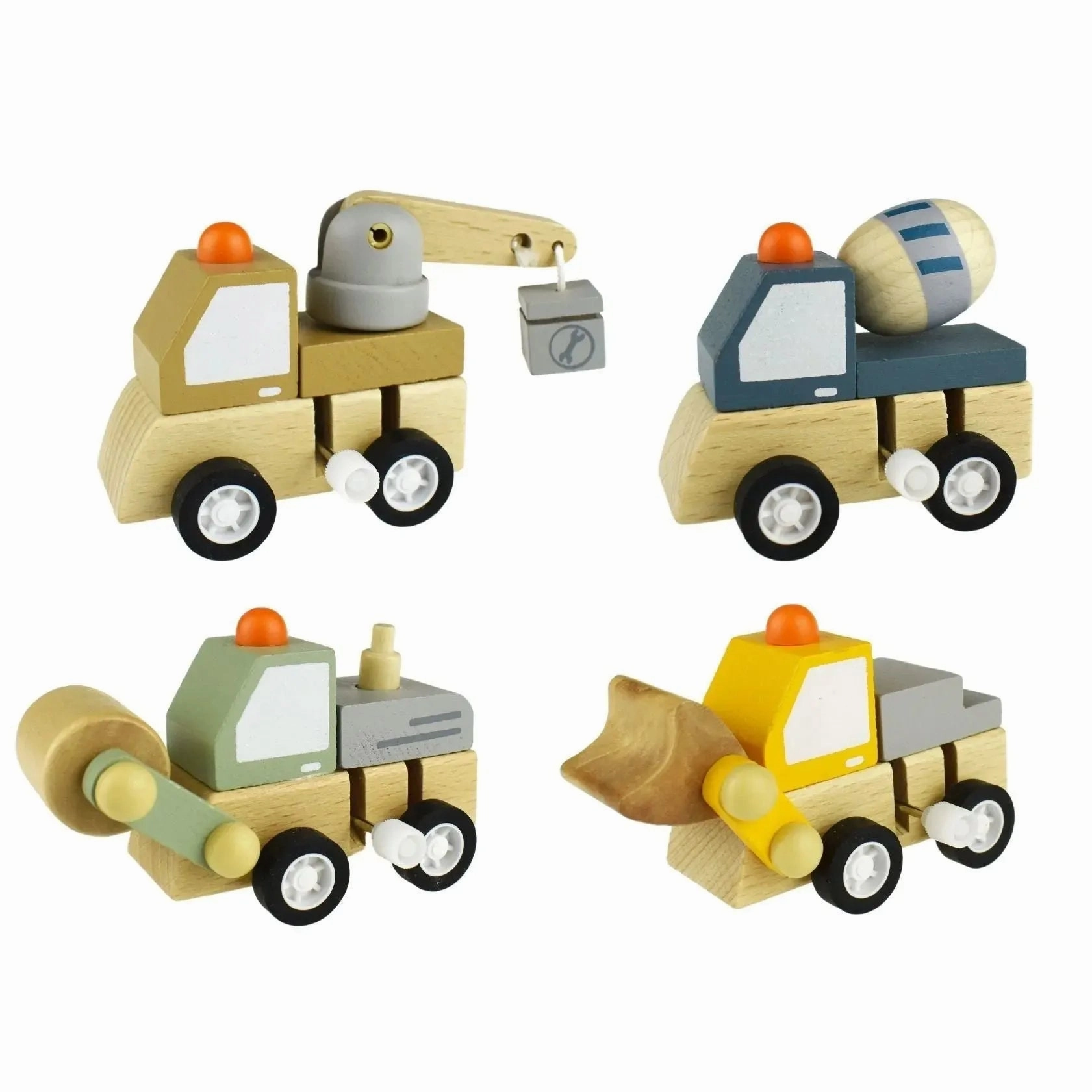 Kaper Kidz Toys Wooden Wind Up Construction Trucks (Assorted)