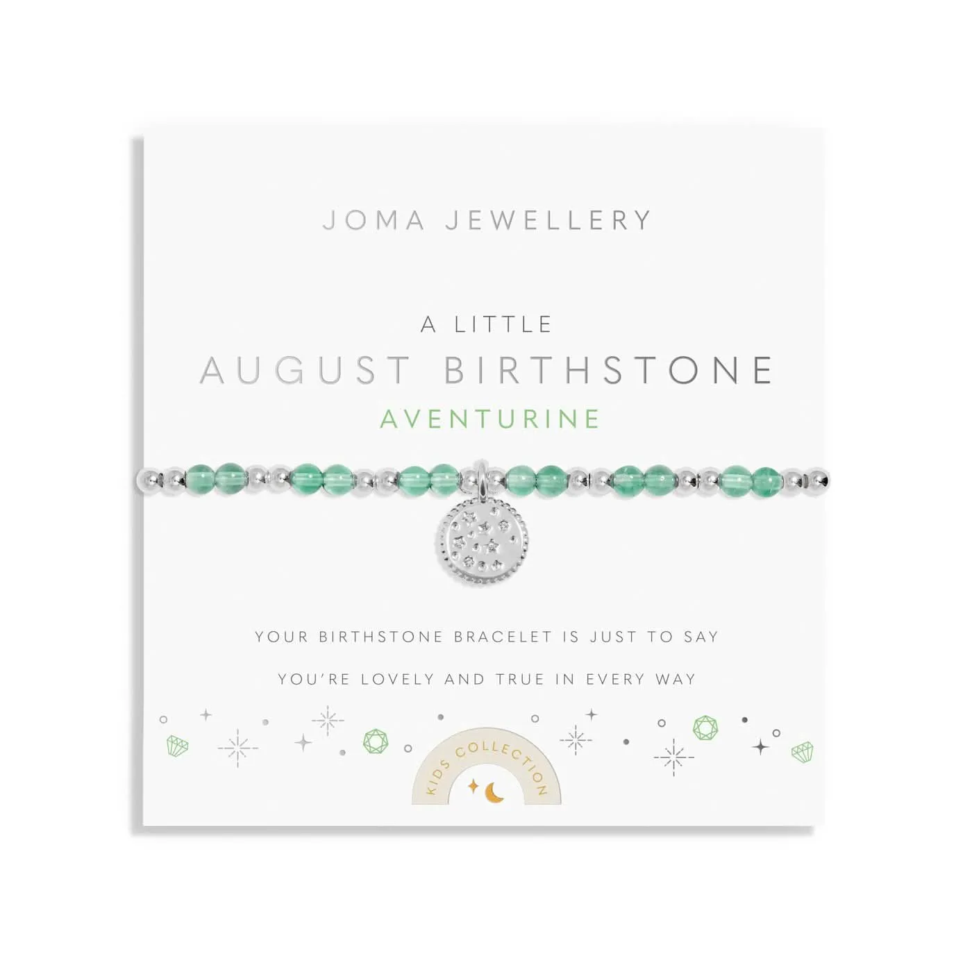 Bracelet pour enfants en argent plaqué avec pierre de naissance d'août C789 Joma Jewellery