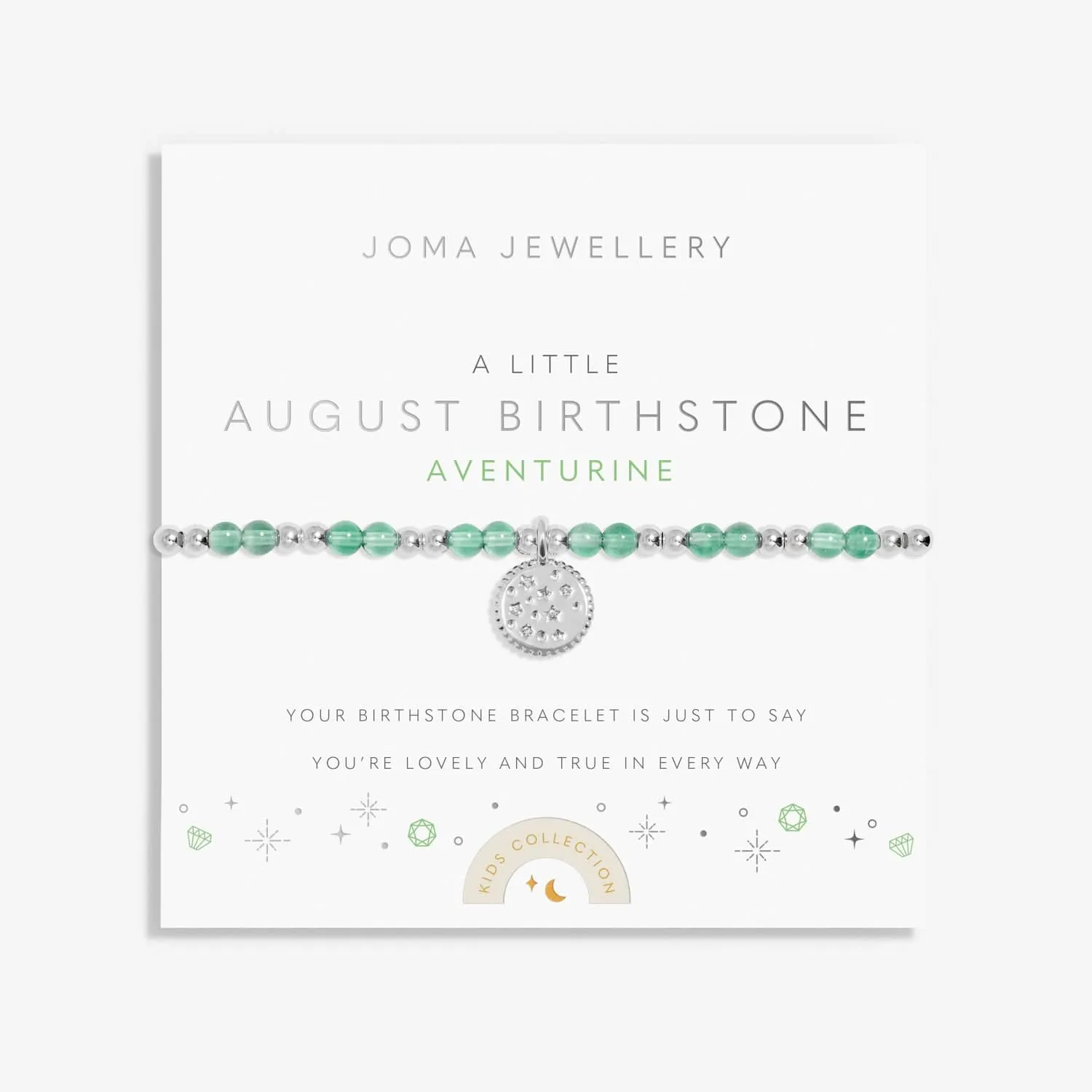 Bracelet pour enfants en argent plaqué avec pierre de naissance d'août C789 Joma Jewellery