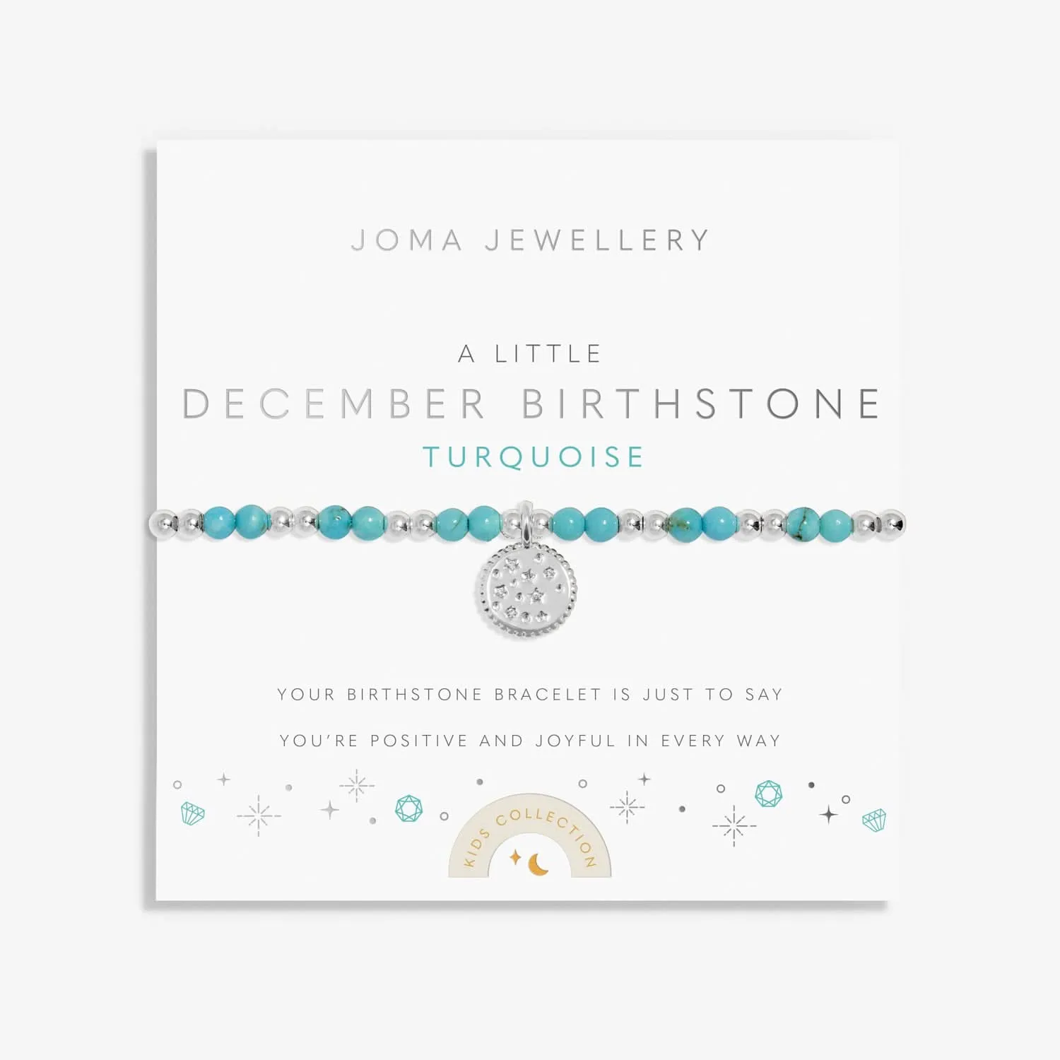 Bracelet pour enfants en argent plaqué avec pierre de naissance de décembre C793 Joma Jewellery
