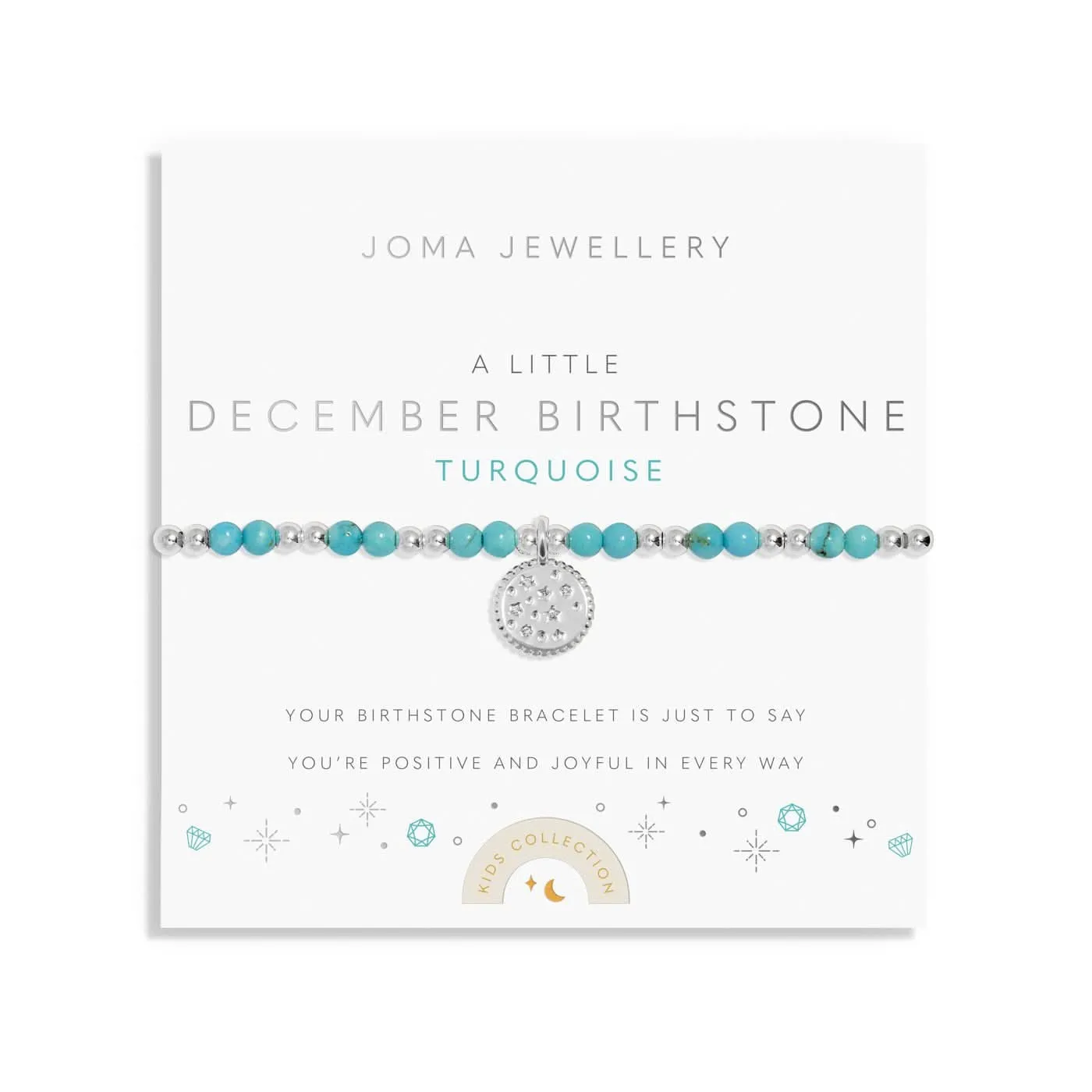 Bracelet pour enfants en argent plaqué avec pierre de naissance de décembre C793 Joma Jewellery