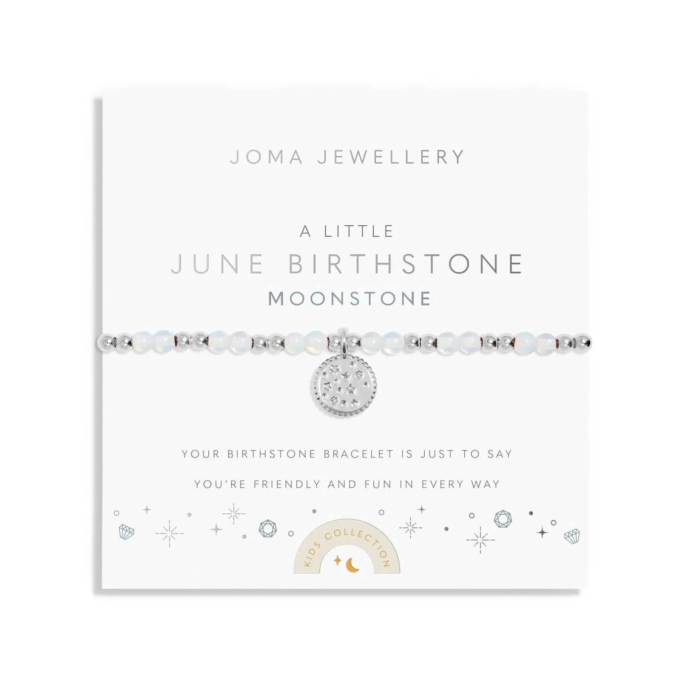 Bracelet en argent plaqué pour enfants avec pierre de naissance de juin C787 Joma Jewellery