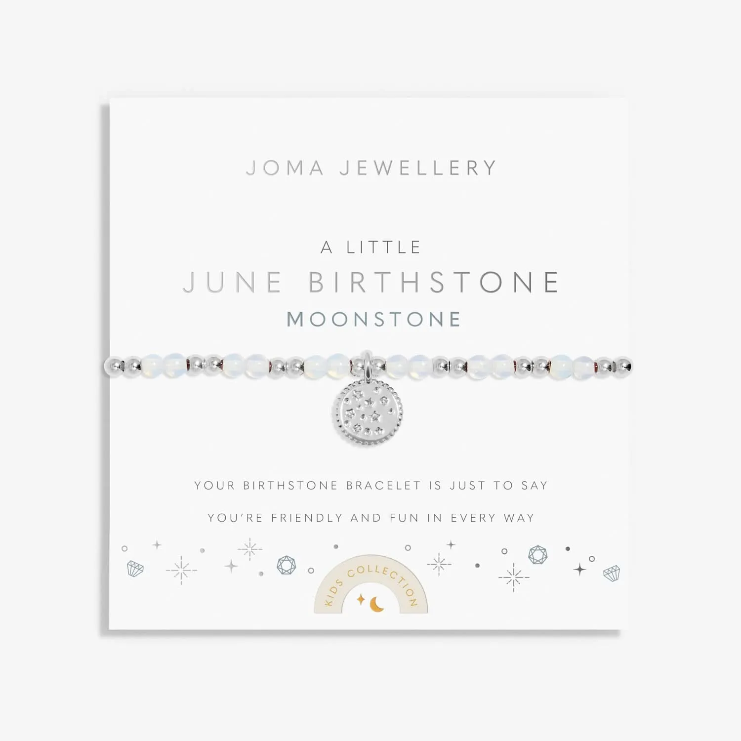 Bracelet en argent plaqué pour enfants avec pierre de naissance de juin C787 Joma Jewellery