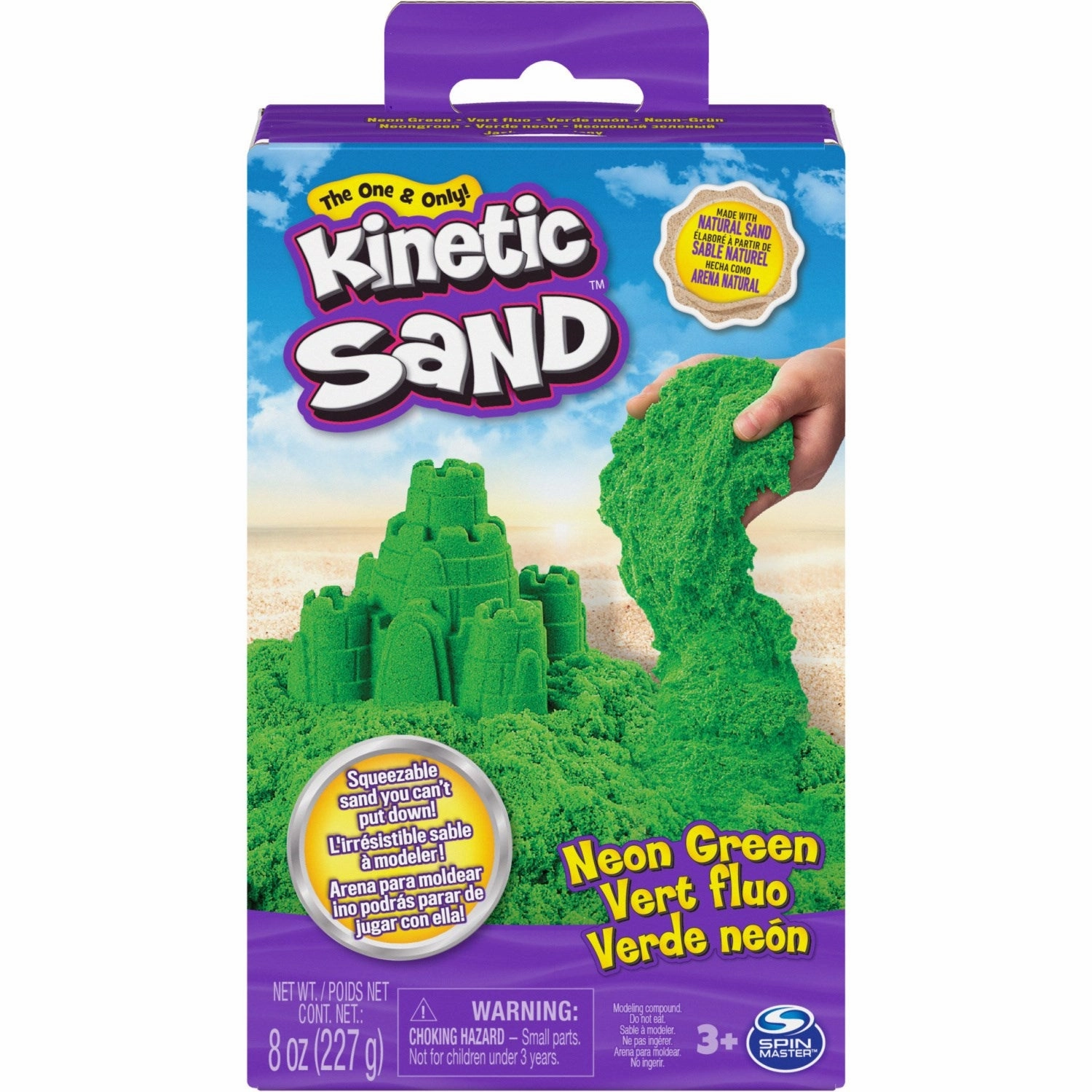Kinetic Sand Green Neon Box With Primary Colours