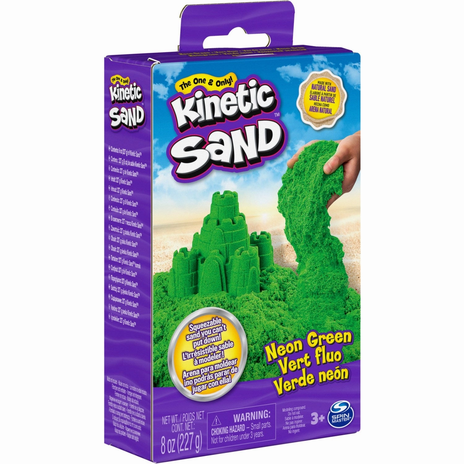 Kinetic Sand Green Neon Box With Primary Colours