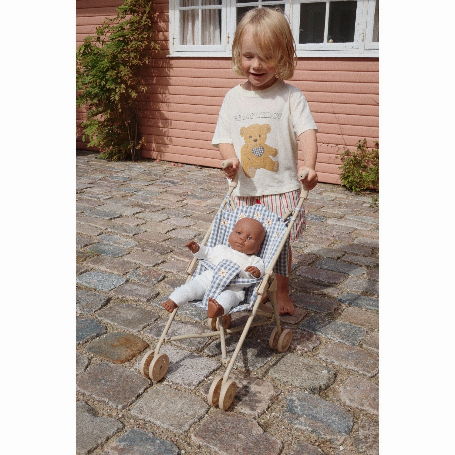 Konges Sljd Doll Stroller Captains Blue Check