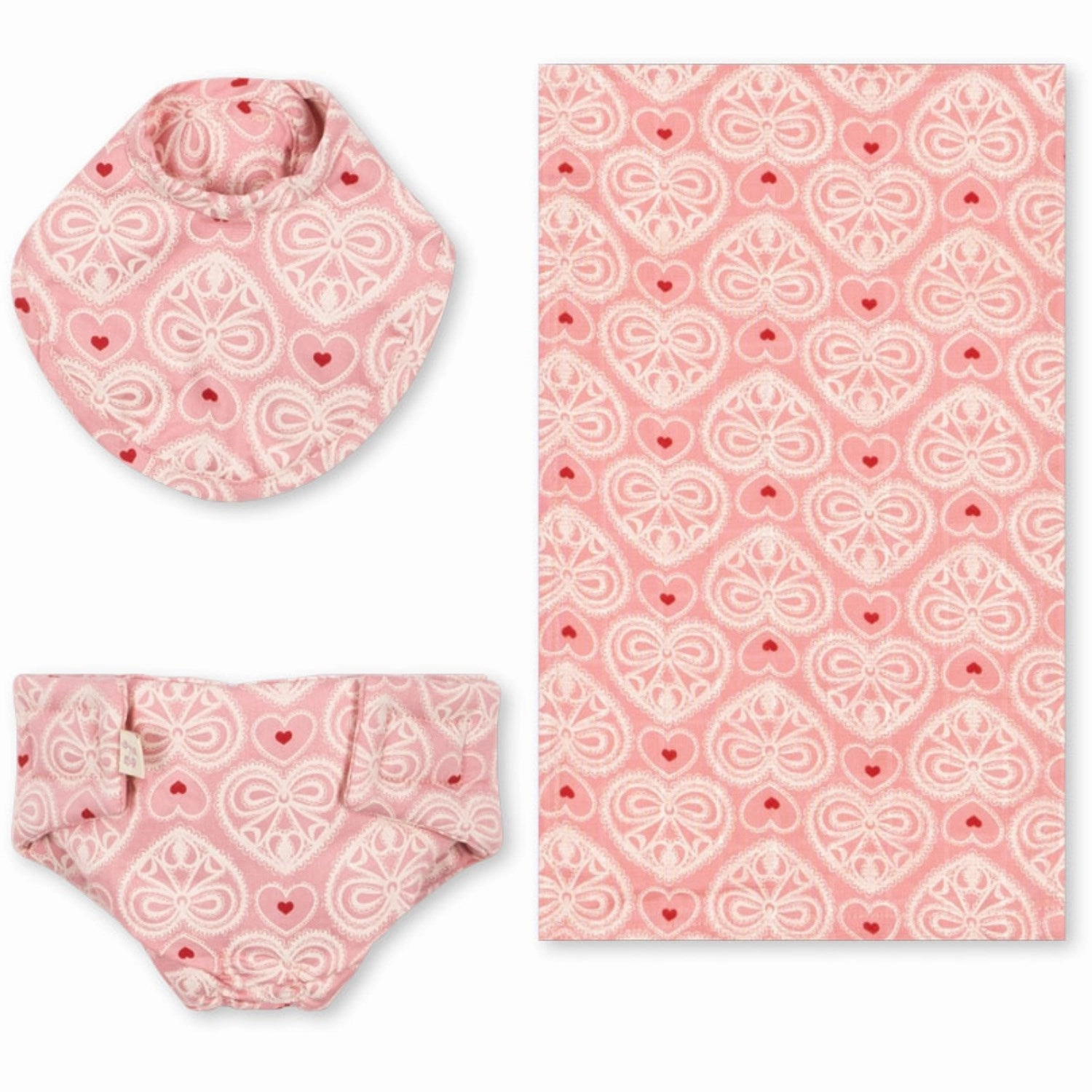 Konges Sljd Lacy Pink Doll Nursery Set
