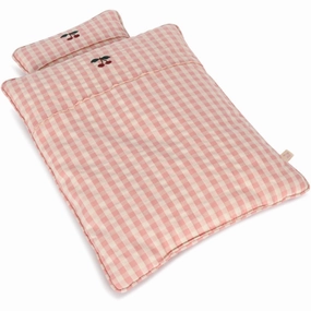 Konges Sljd Powder Pink Check Doll Bedding