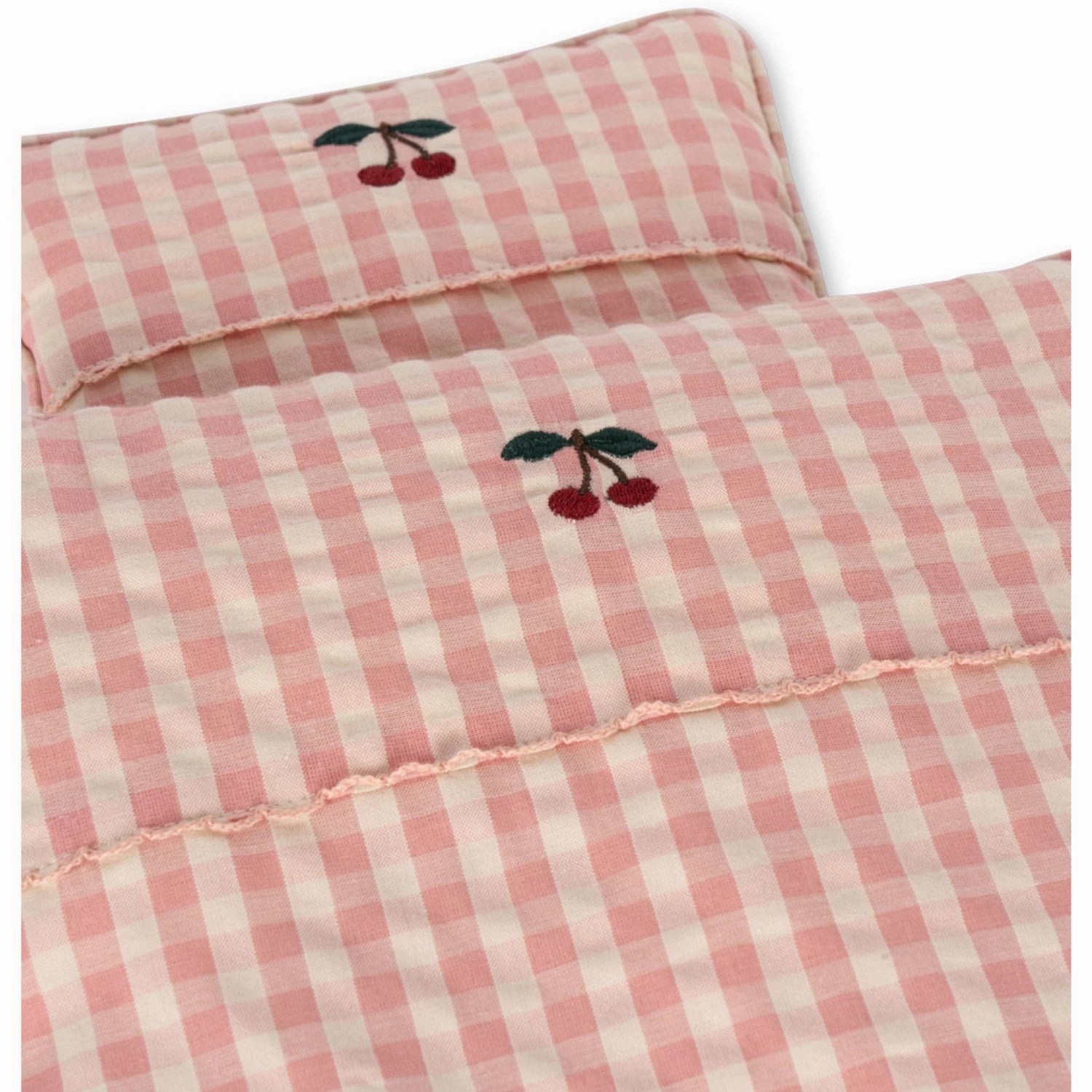 Konges Sljd Powder Pink Check Doll Bedding