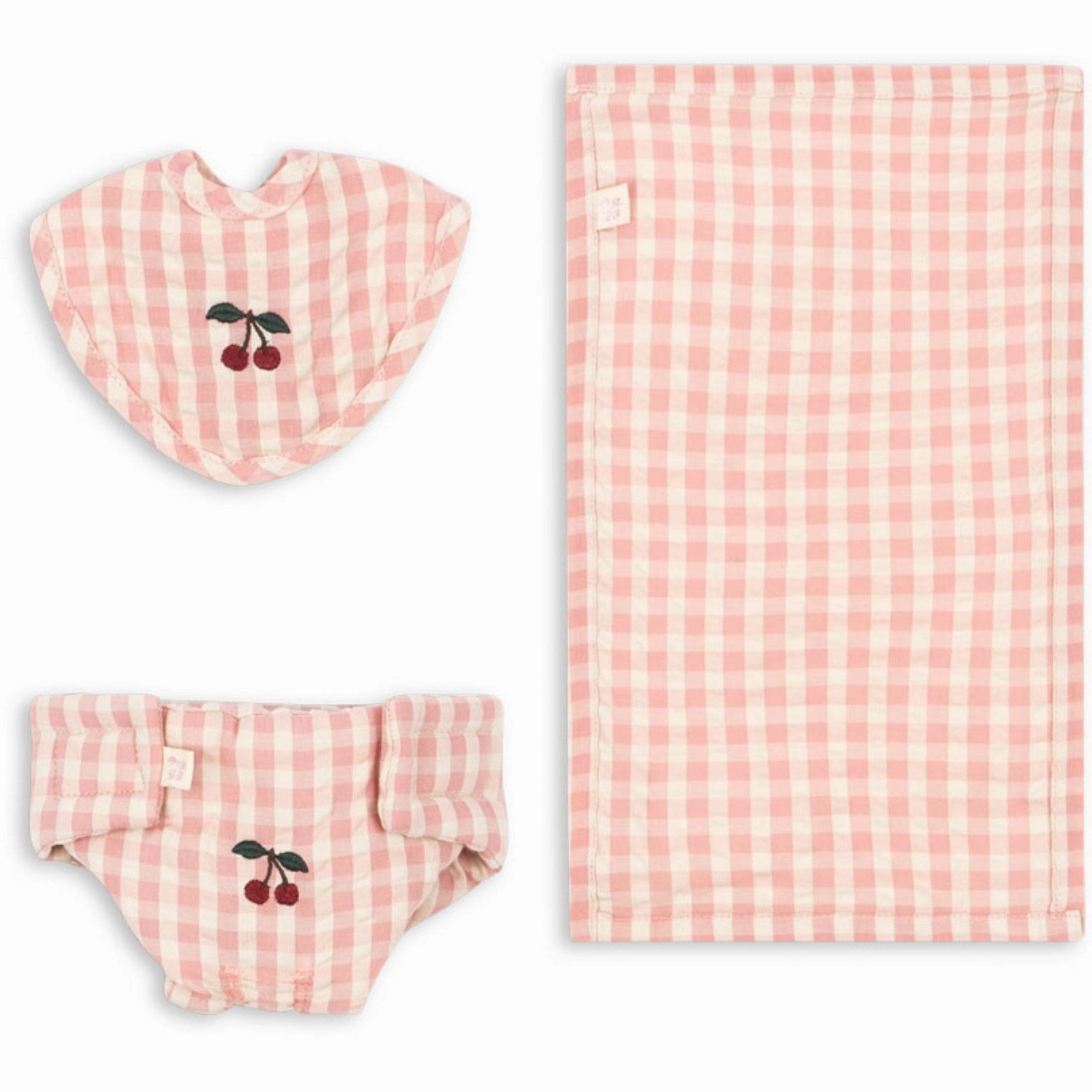 Konges Sljd Powder Pink Check Doll Nursery Set
