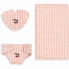 Konges Sljd Powder Pink Check Doll Nursery Set
