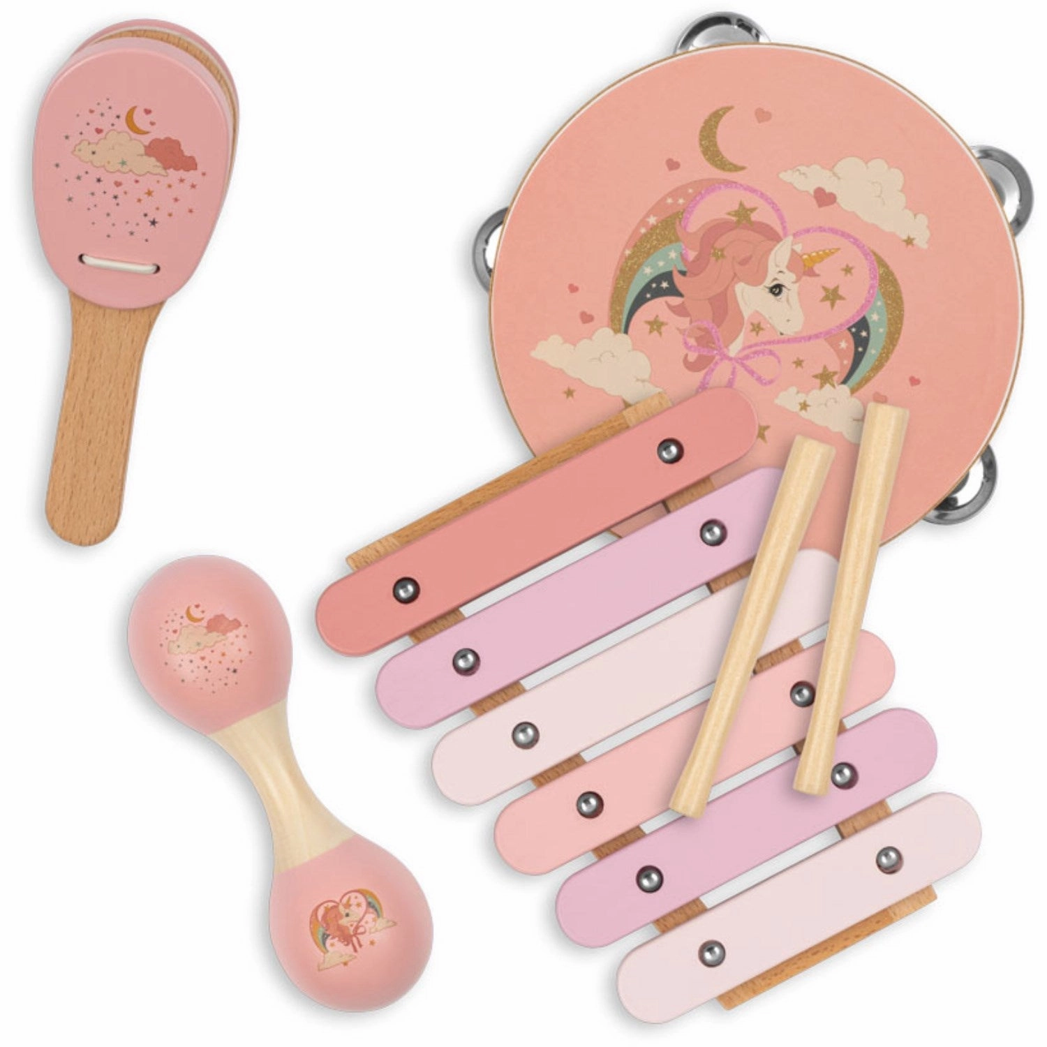 Konges Sljd Rainbow Mix Wooden Music Sets Fsc
