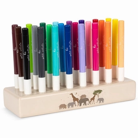 Konges Sljd Safari Markers In Wooden Block 24 Pcs Fsc