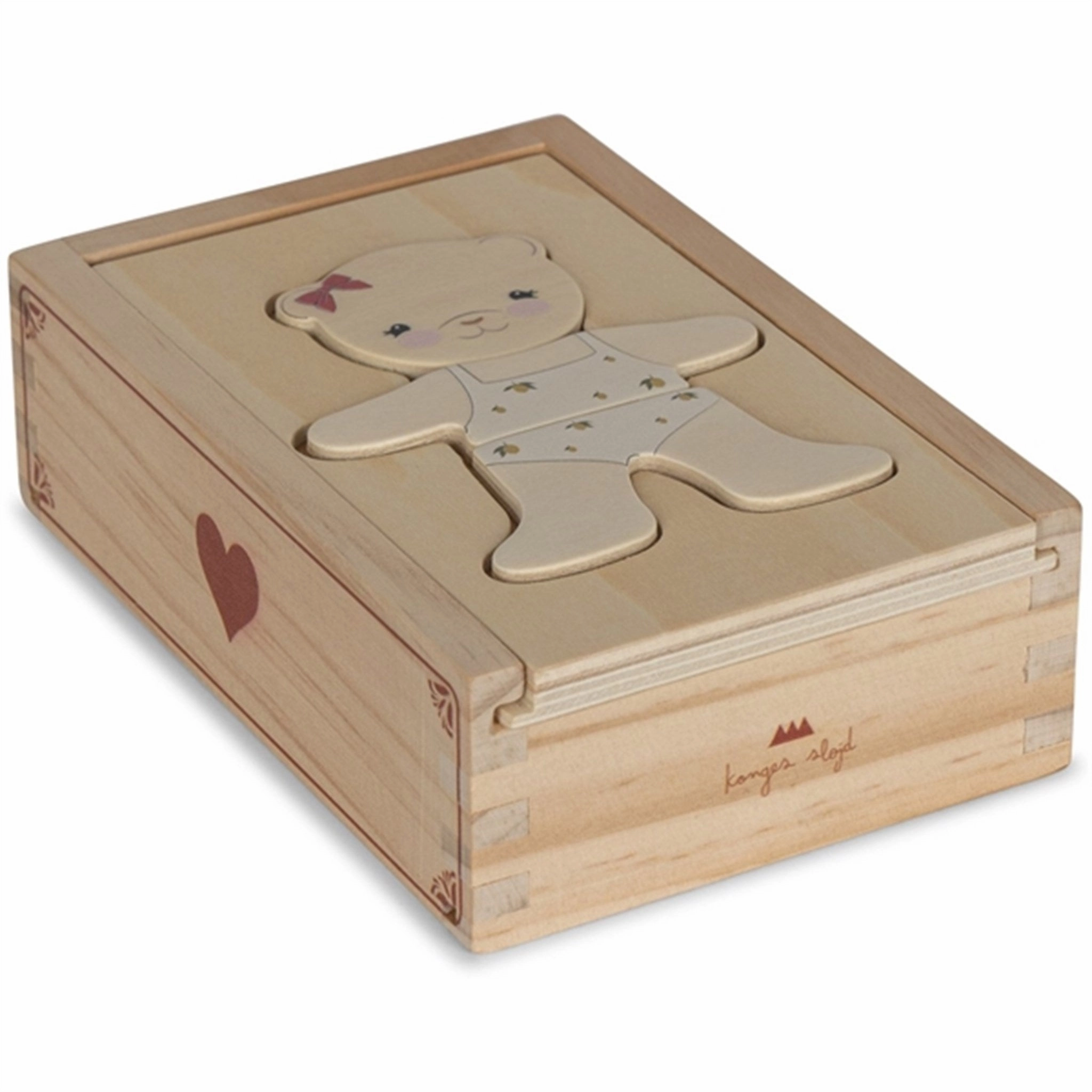 Konges Sljd Wooden Teddy Dress-Up Puzzle Red