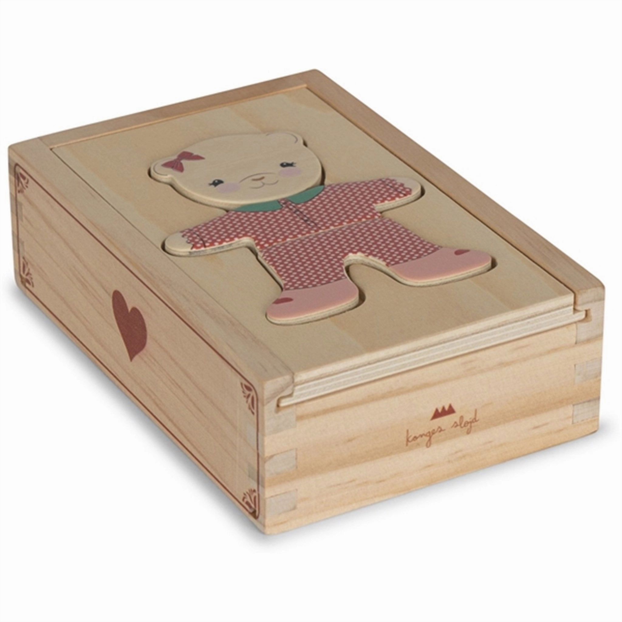 Konges Sljd Wooden Teddy Dress-Up Puzzle Red
