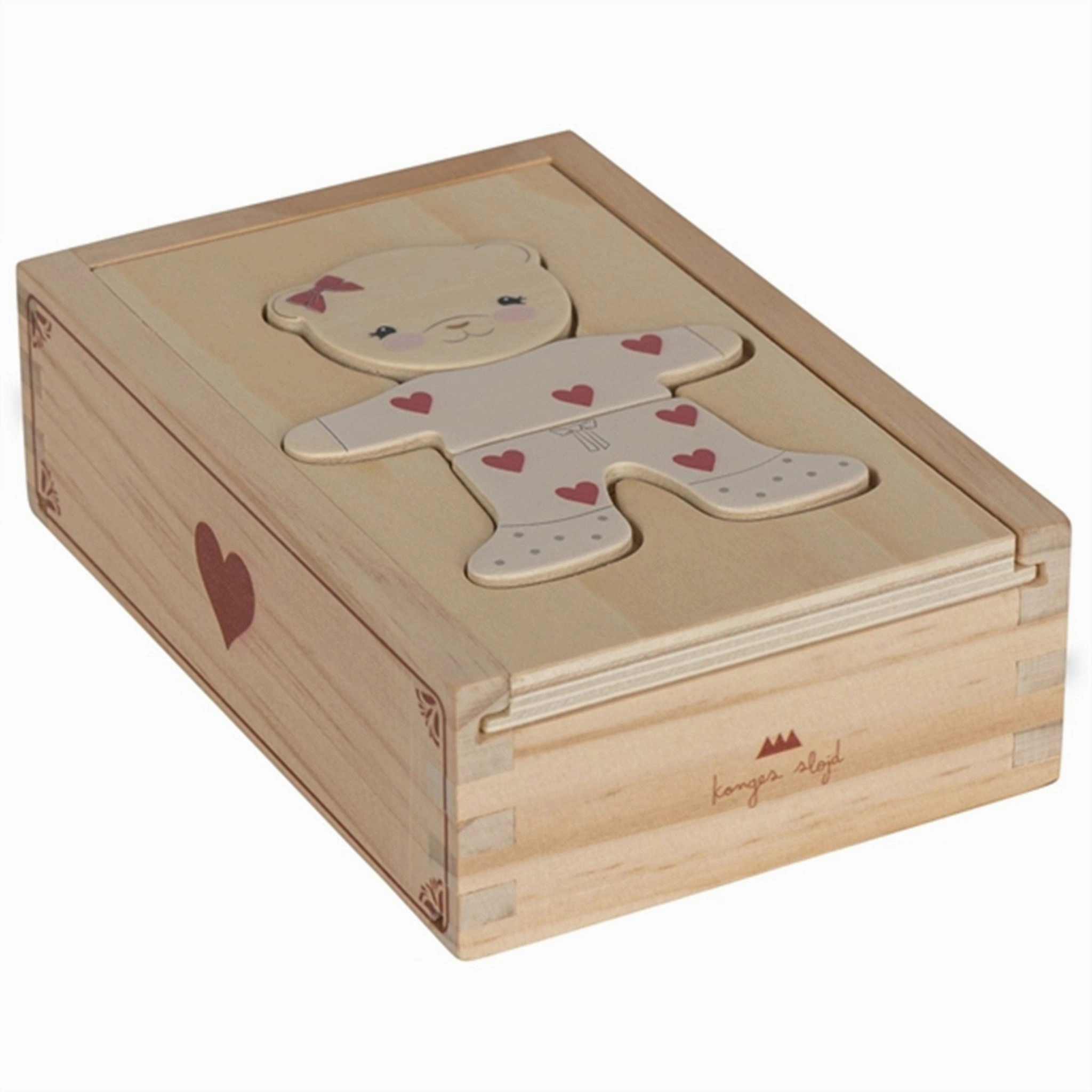Konges Sljd Wooden Teddy Dress-Up Puzzle Red