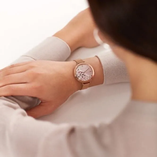 Montre pour dames Ammy Hearts en or rose et bracelet maillé BKPAMF107