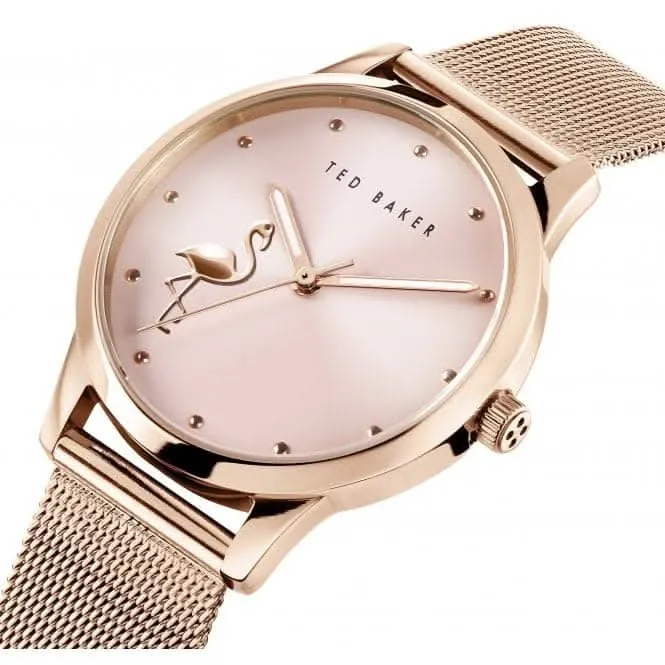 Montre Femme Fitzrovia Flamingo en Acier Inoxydable Ton Or Rose BKPFZF011