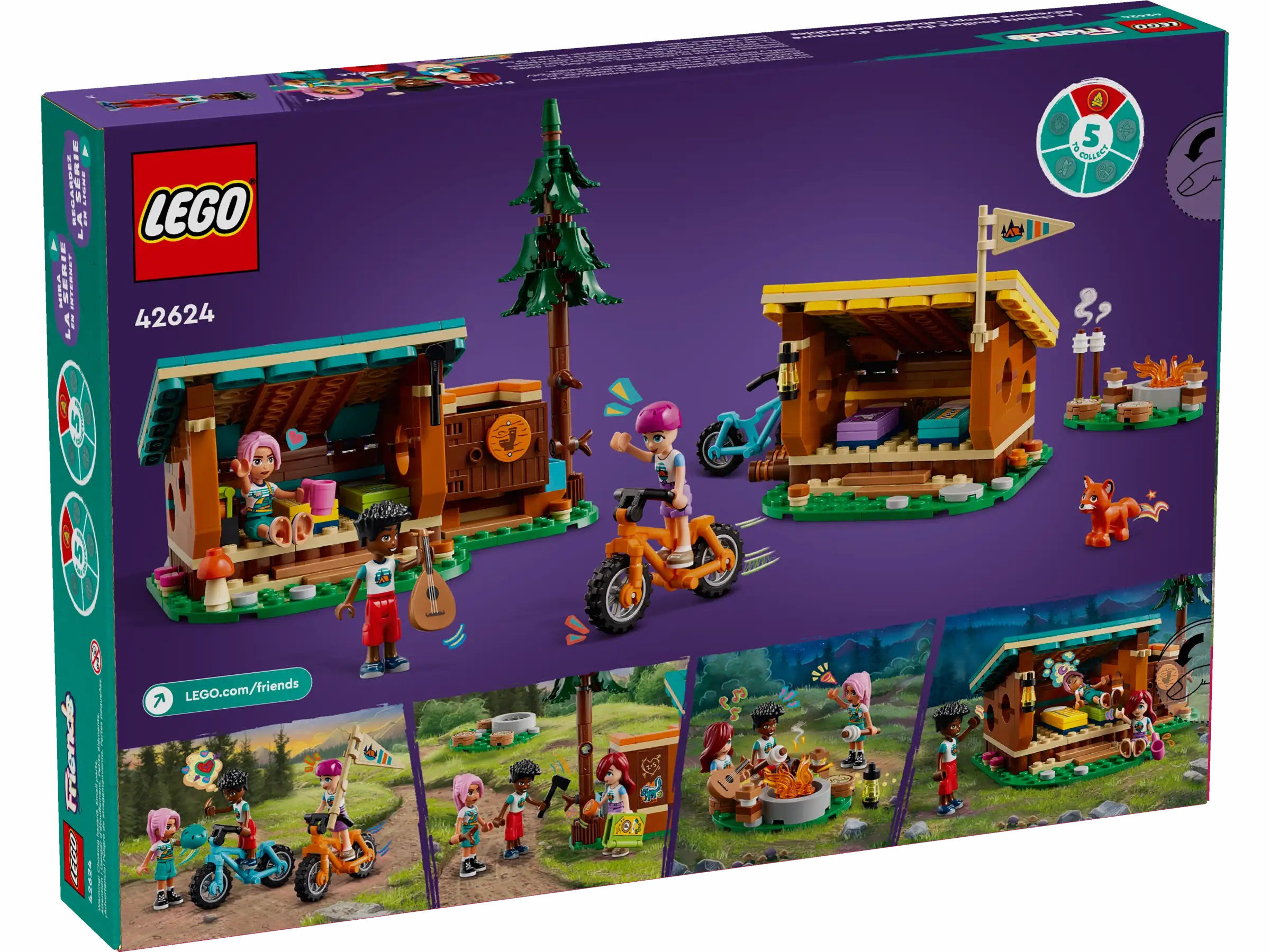 LEGO 42624 Friends Adventure Camp Cozy Cabins Camping