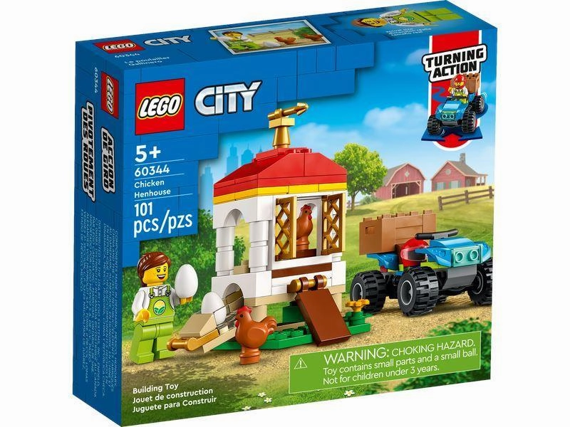LEGO CITY 60344 Chicken Henhouse Farm Toy Set with Quadbike