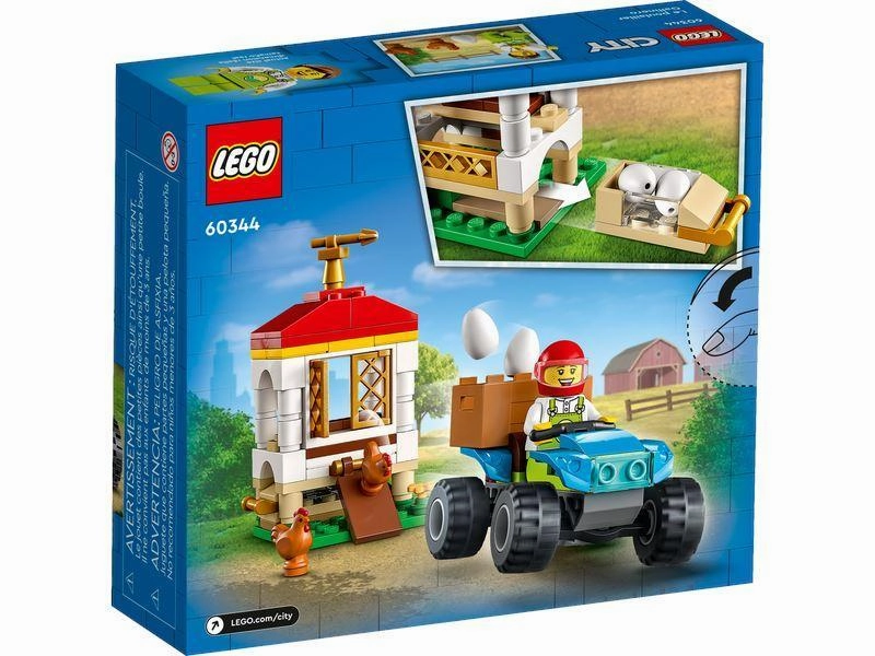 LEGO CITY 60344 Chicken Henhouse Farm Toy Set with Quadbike