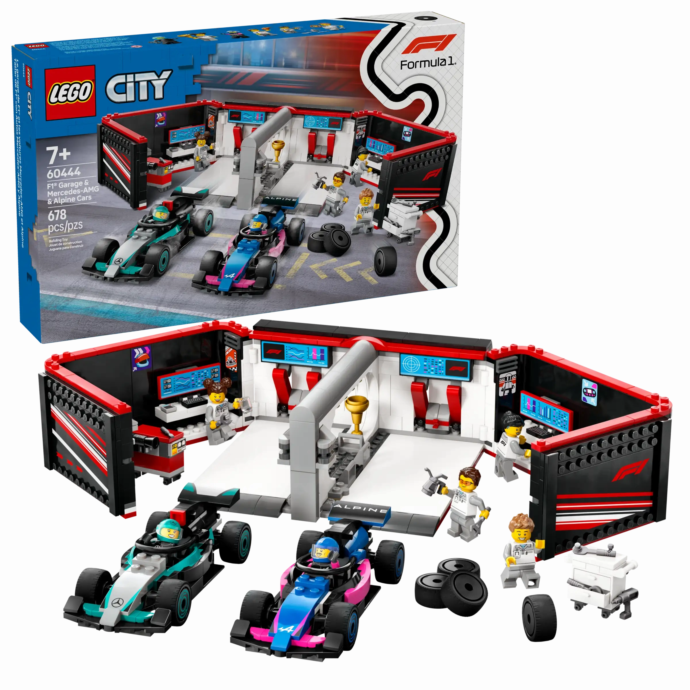LEGO CITY 60444 F1 Garage & Mercedes-AMG & Alpine Cars
