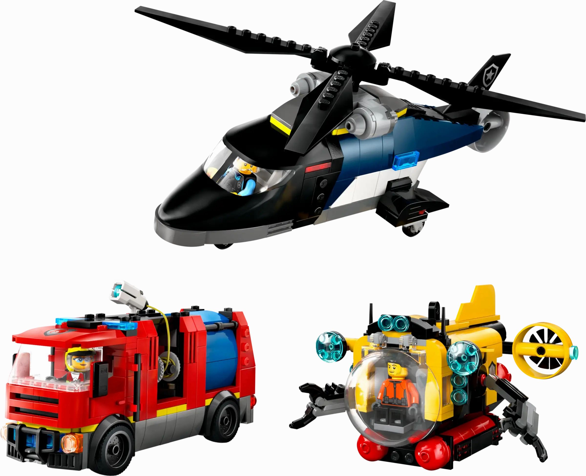 LEGO CITY 60462 Helicopter, Fire Truck & Submarine Remix