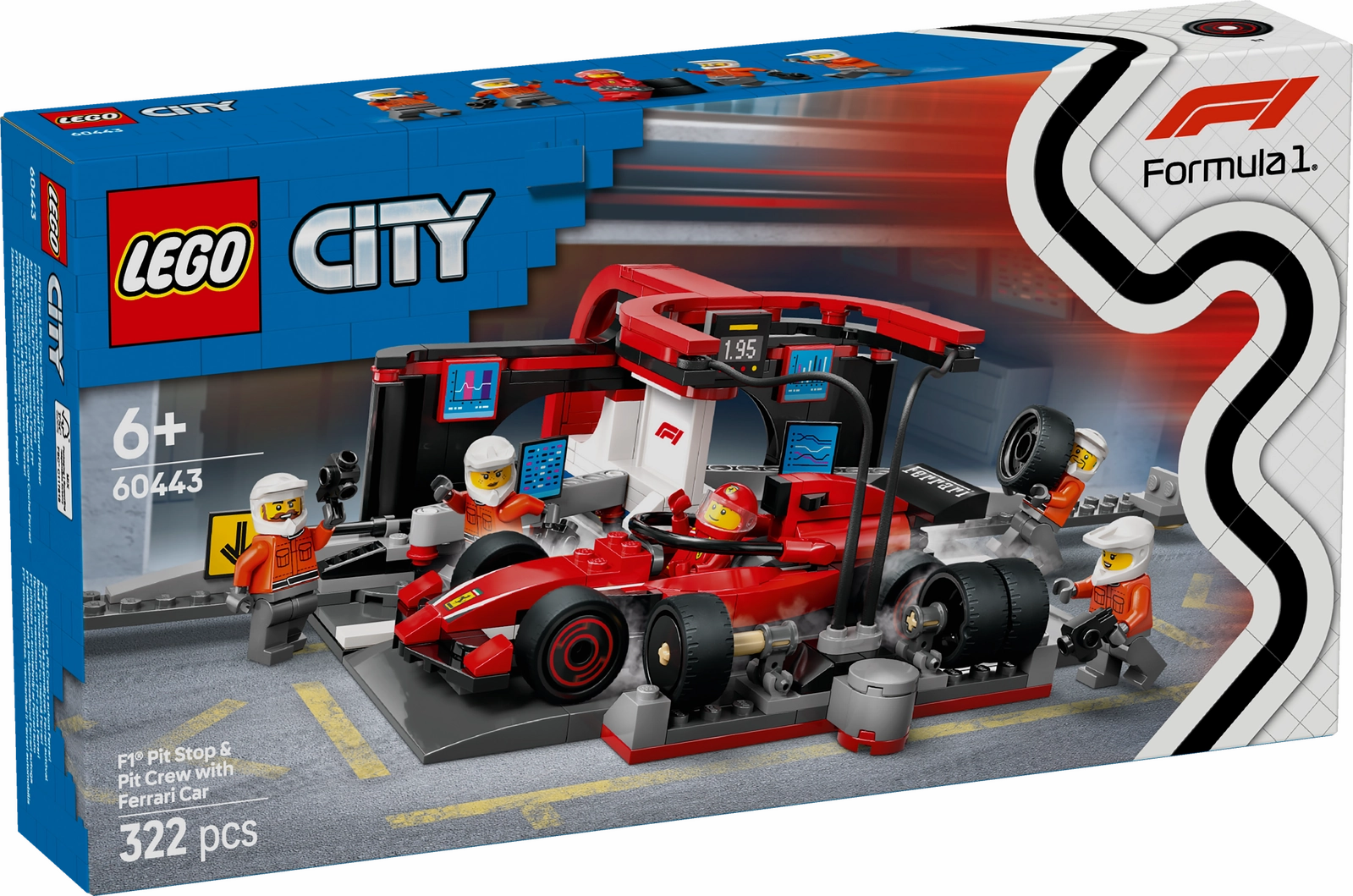Lego Toys F1 Pit Stop & Pit Crew With Ferrari Car -60443
