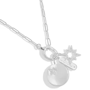Petits liens collier avec fermoir ovale et breloques porte-bonheur en argent plaqué 7549 Joma Jewellery