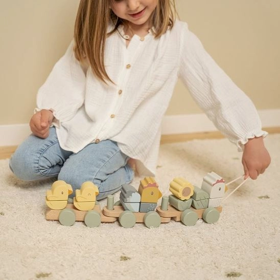 Little Dutch Chicken Wooden Stacking Train - Little Farm