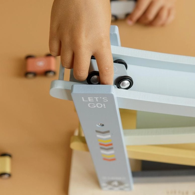 Little Dutch Wooden Ramp Racer Cars - Blue