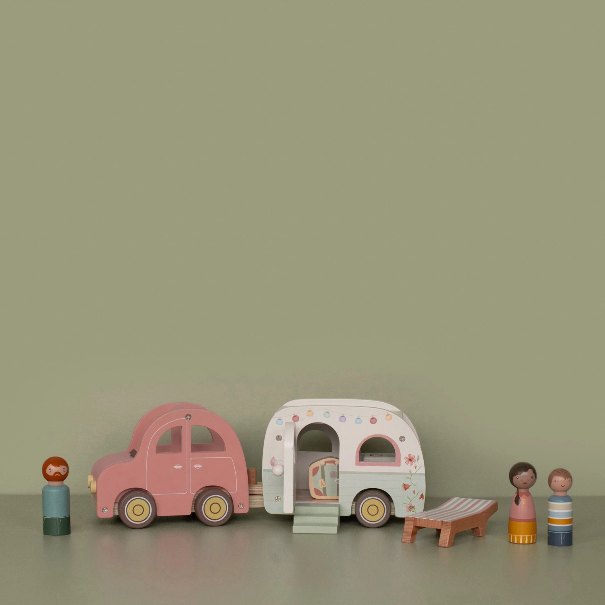 Little Dutch Wooden Toy Car & Caravan