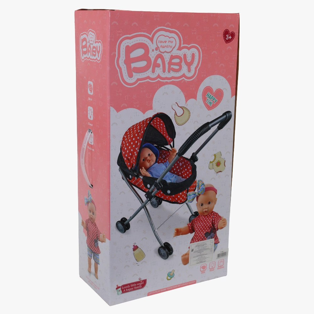 Lovely Doll with Stroller  Blue Outfit
