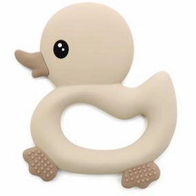 Magni Teether with duck and with tactile pattern, beige