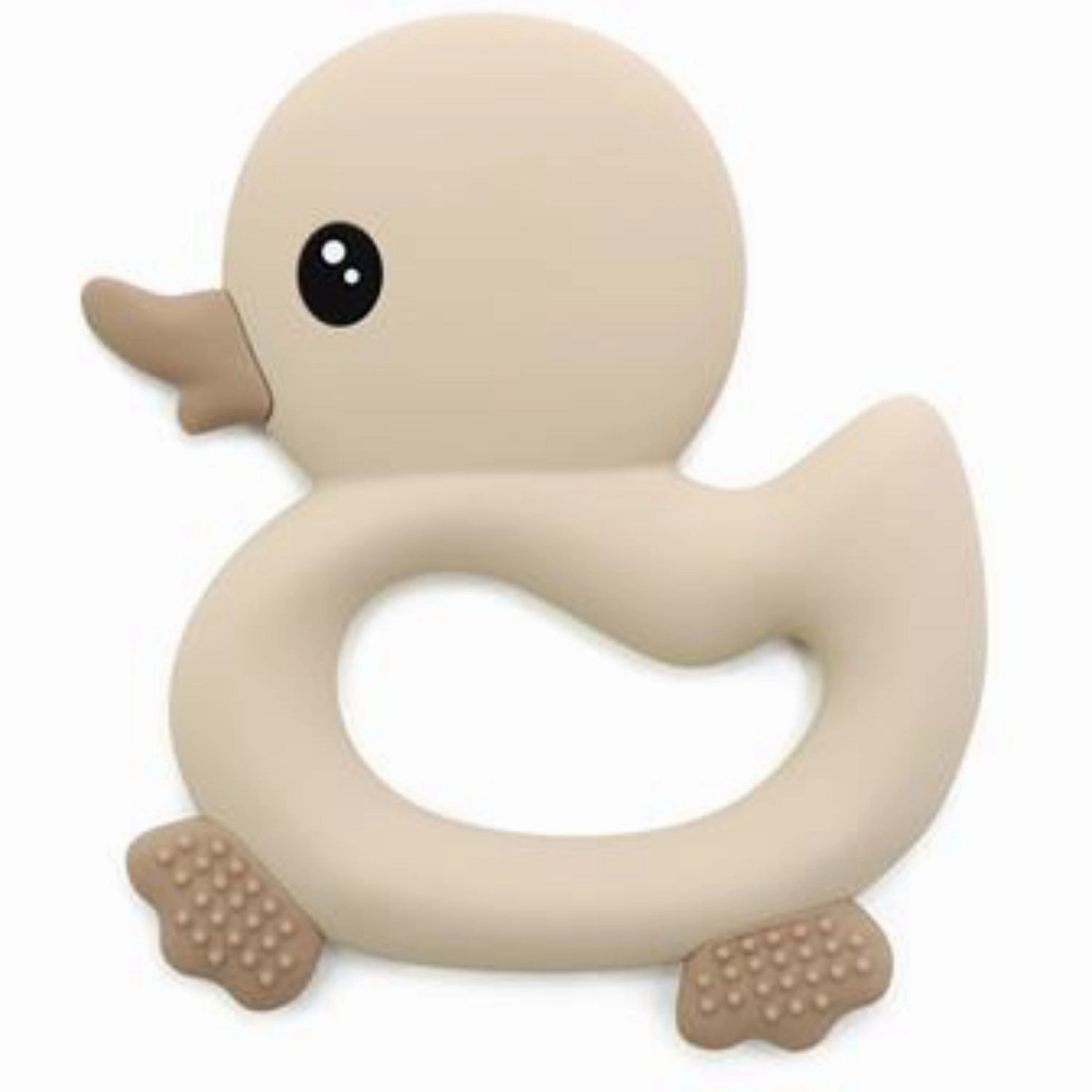 Magni Teether with duck and with tactile pattern, beige