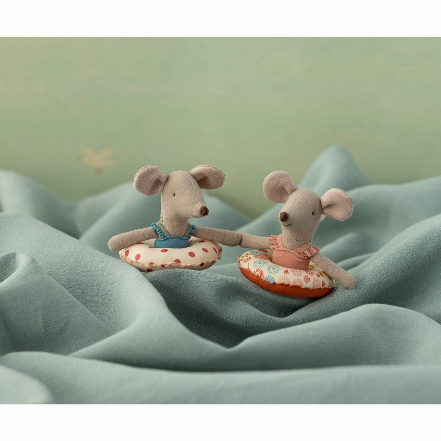 Maileg Beach Mouse With Float, Little Sister - Red Dot