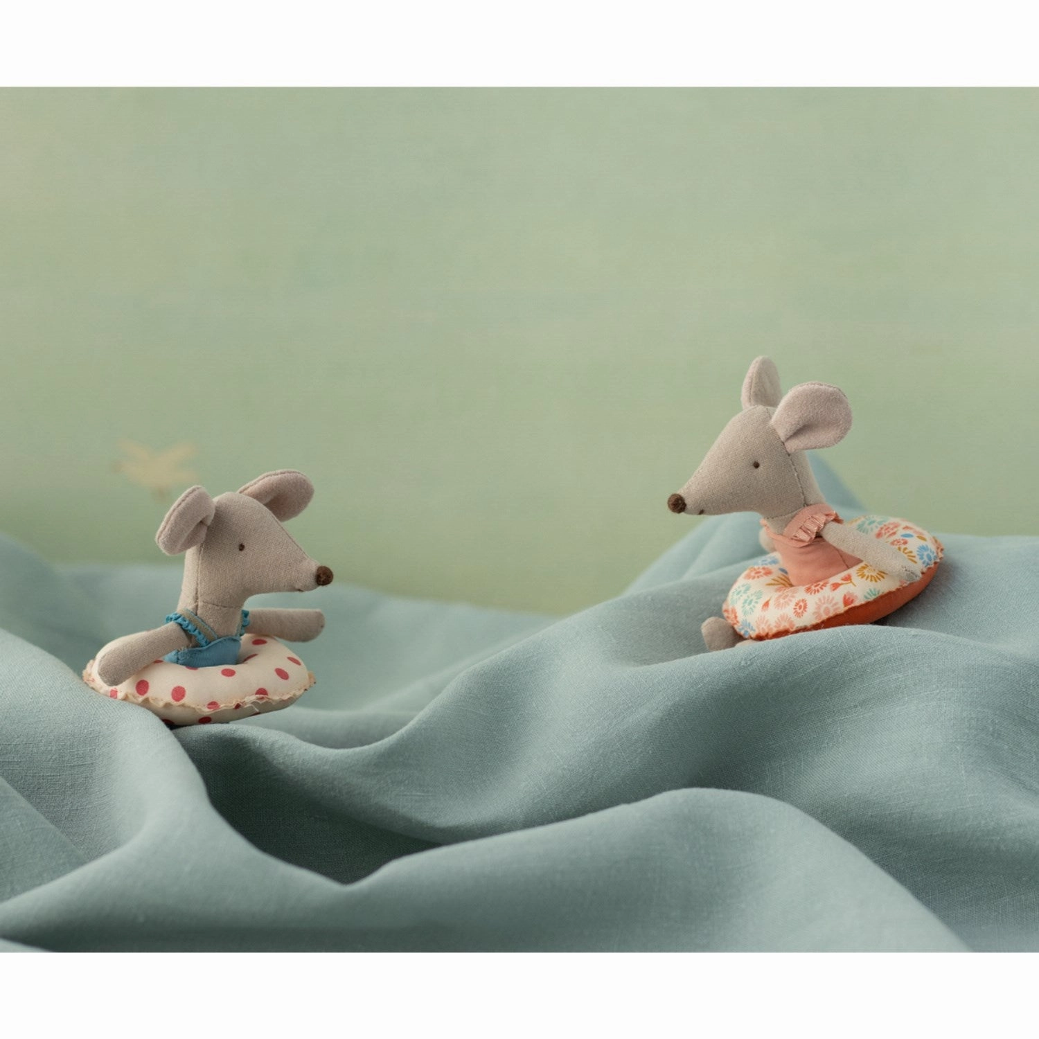 Maileg Beach Mouse With Float, Little Sister - Red Dot