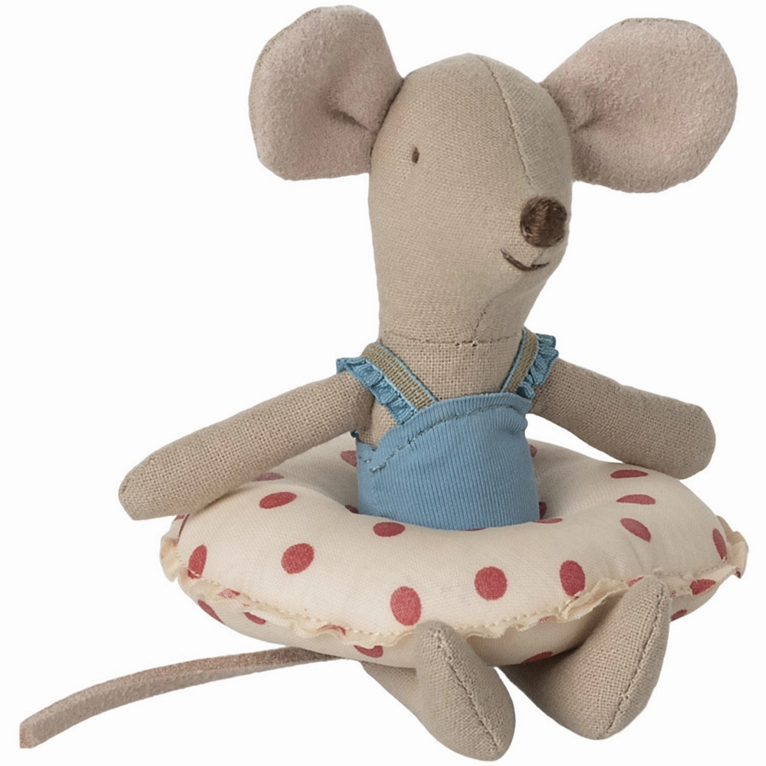 Maileg Beach Mouse With Float, Little Sister - Red Dot