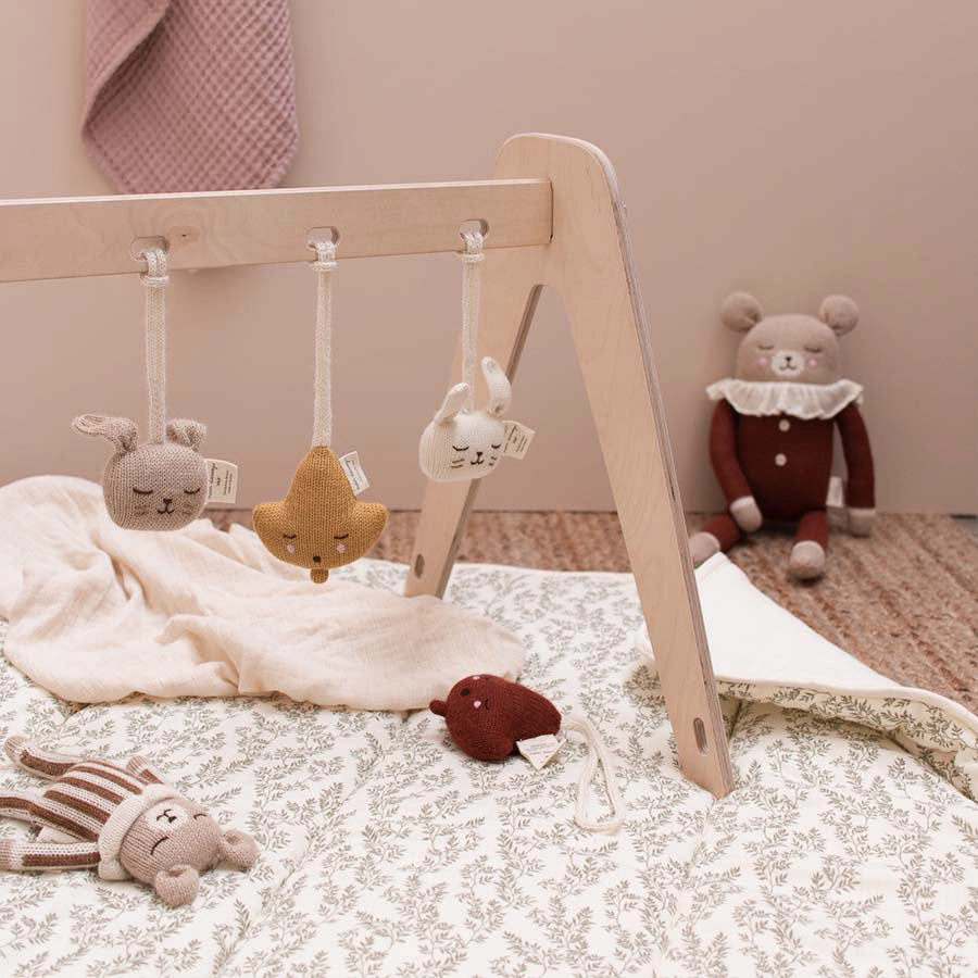 Main Sauvage Baby Gym Toy - Hanging Rattle - Bunny - Ecru