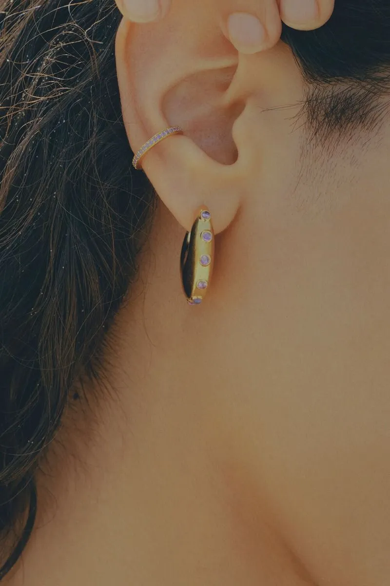 Maria Black Bijoux Attache-oreille Colore, Argent/Violet
