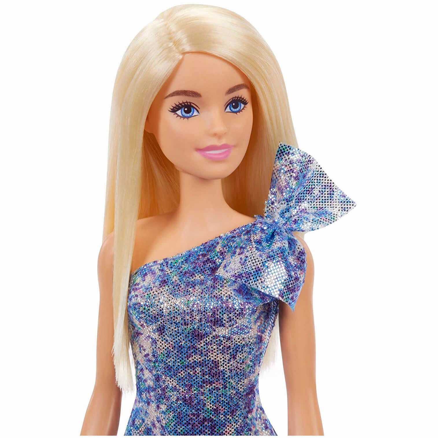 Mattel Toys Barbie Blonde Hair Blue Eyes with Short Blue Sequins Mini Dress and Silver Platform Shoes Doll