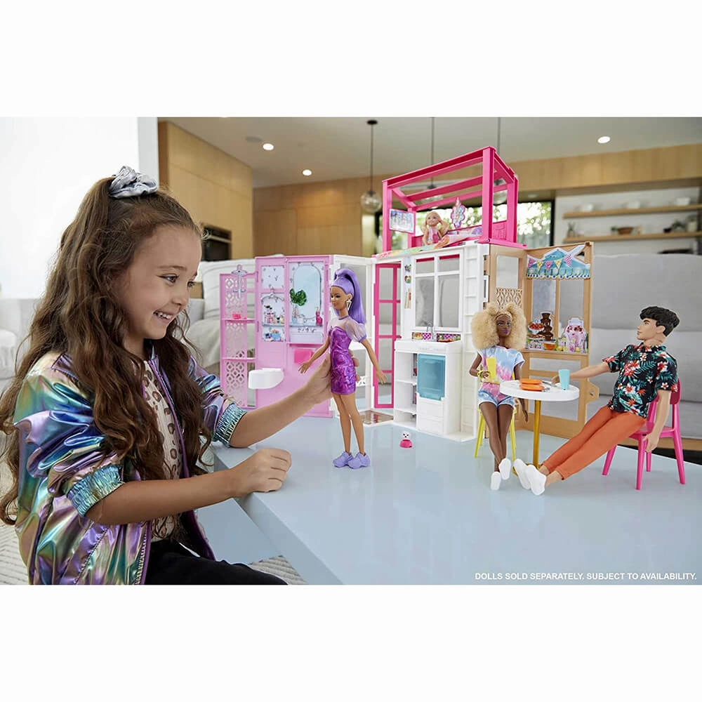 Mattel Toys Barbie Dollhouse Playset with 2 Levels & 4 Play Areas