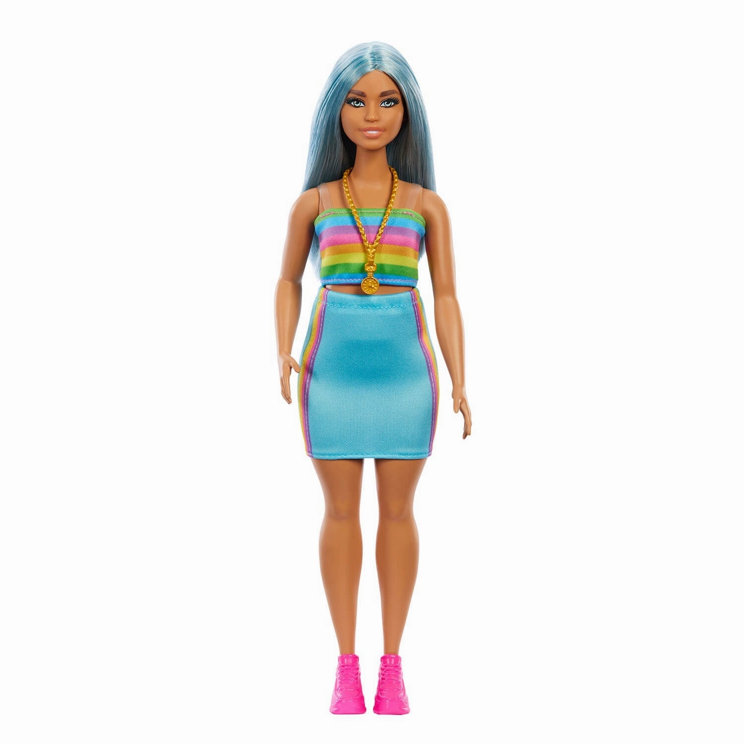 Mattel Toys Barbie Fashionistas Doll with Blue Hair & Rainbow Top #218