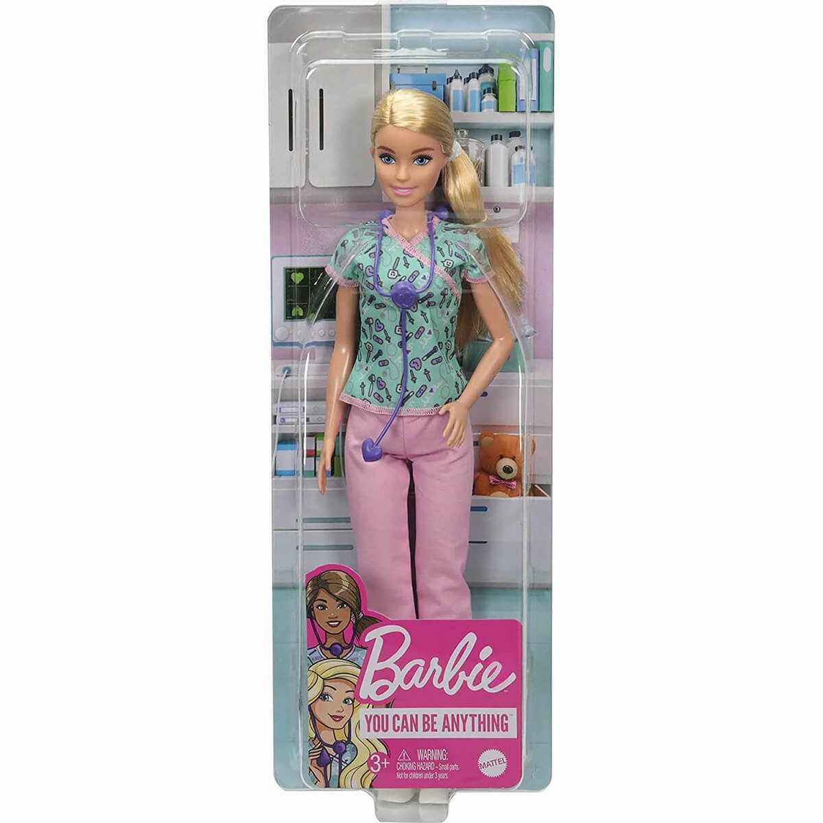 Mattel Toys Barbie You Can Be Anything Careers Nurse Doll with Purple Stethoscope