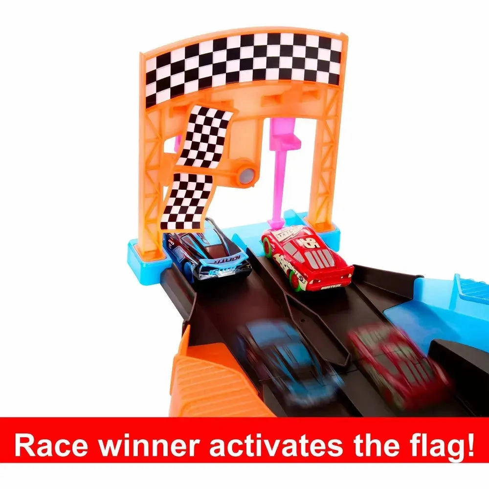 Mattel Toys Disney and Pixar Cars Glow Racers Launch & Criss-Cross Glow Race Playset