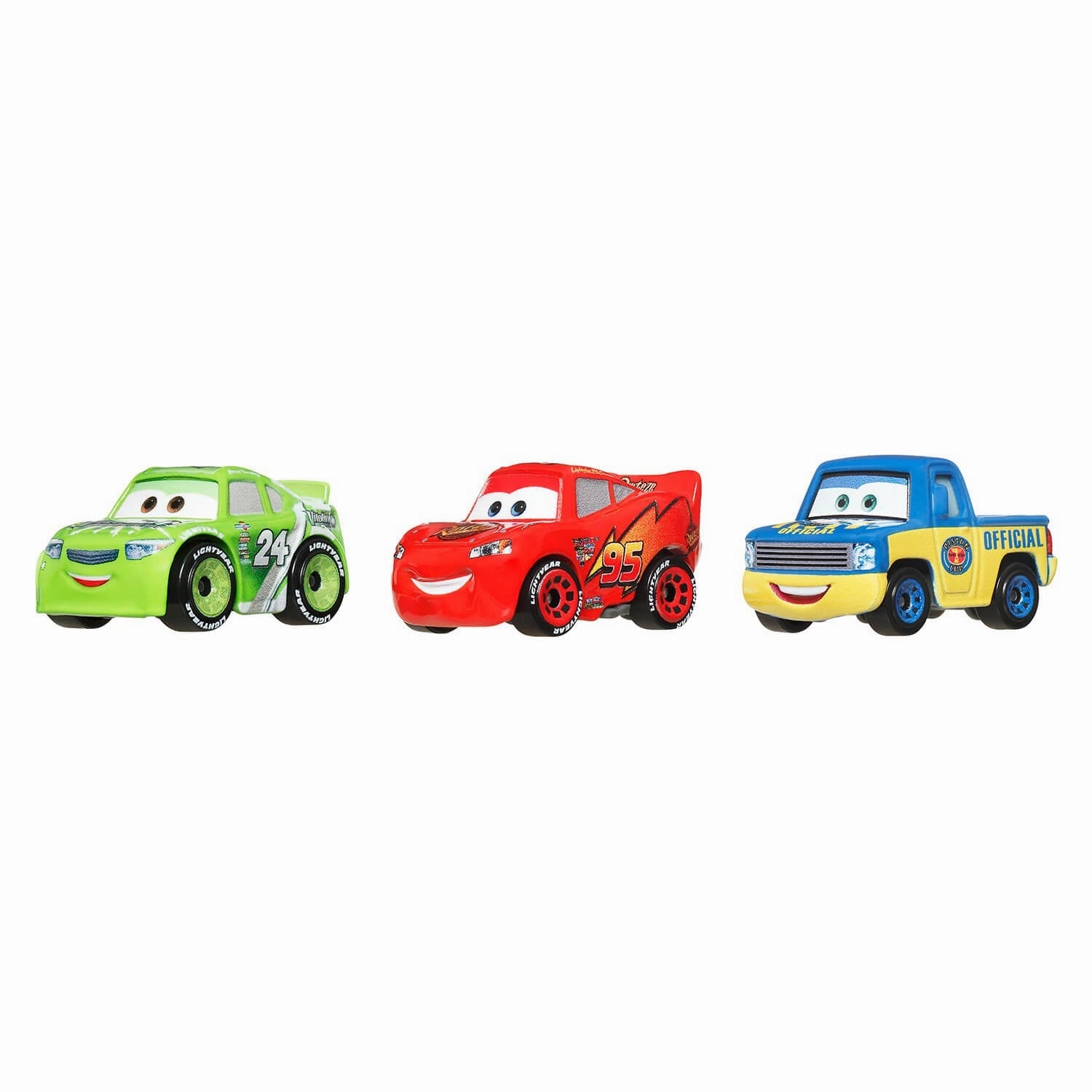 Mattel Toys Disney And Pixar Cars Mini Racers 3-Pack (Brick Yardley, Lightning McQueen, Dexter Hoover)