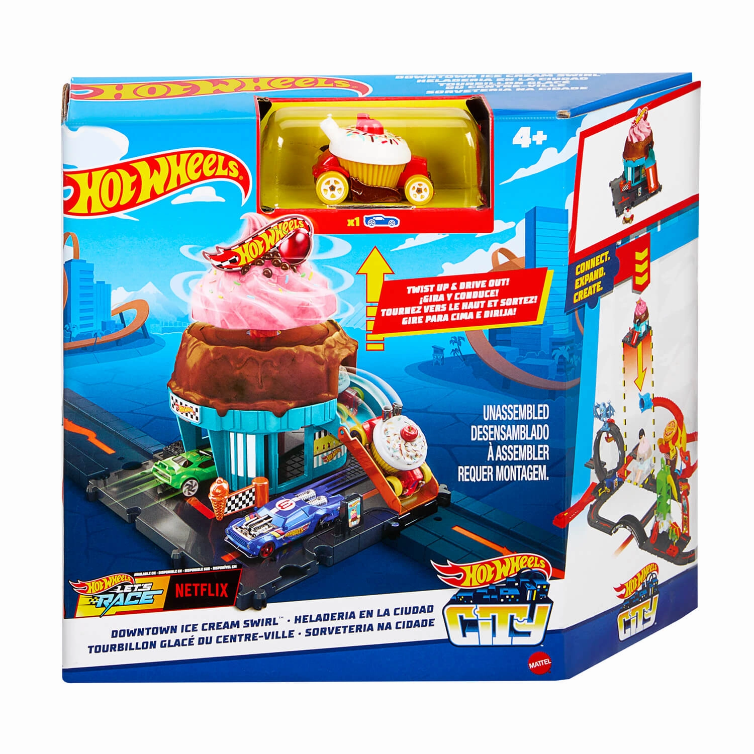 Mattel Toys Hot Wheels City Track Ice Cream Shop Playset