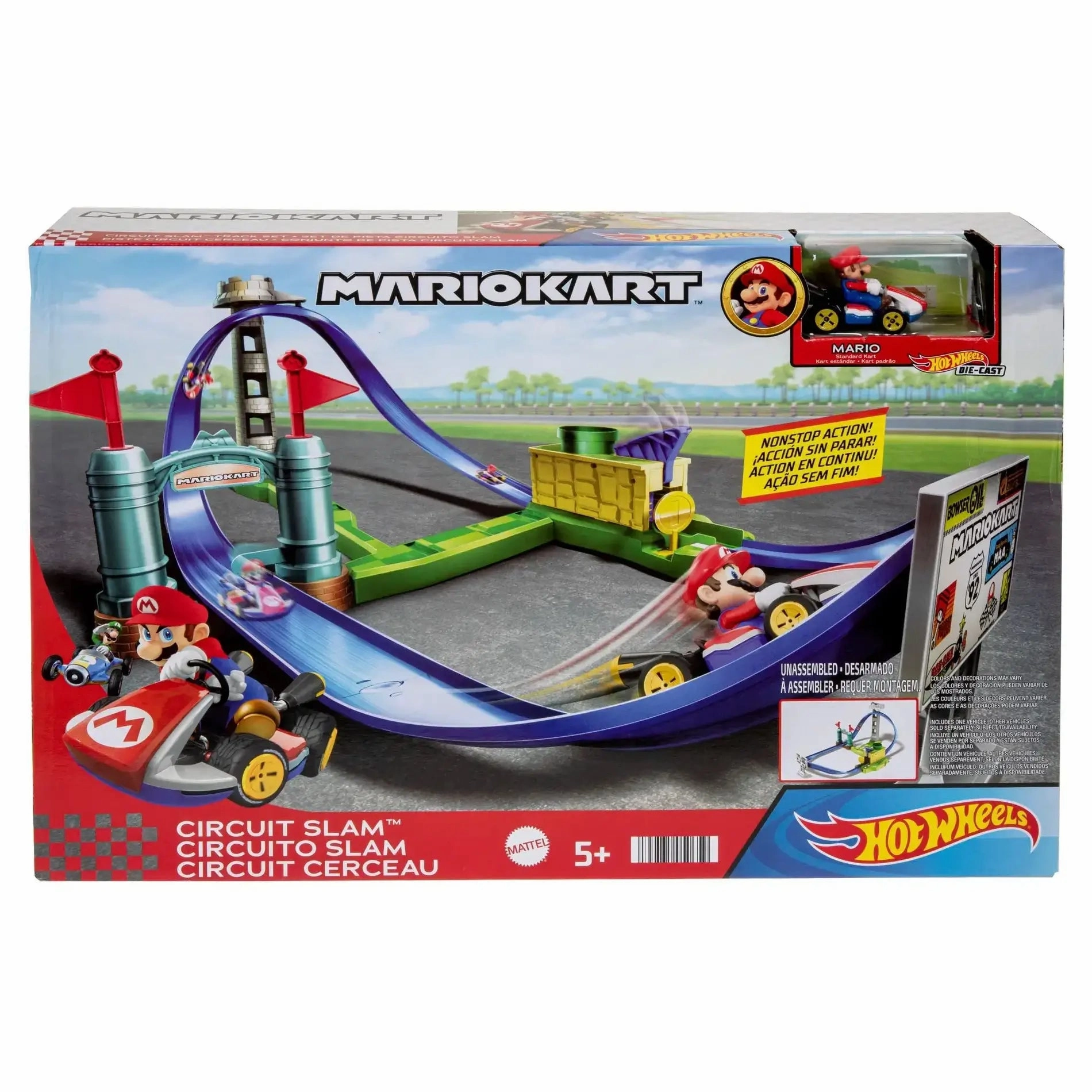 Mattel Toys Hot Wheels Mario Kart Circuit Slam Track Set